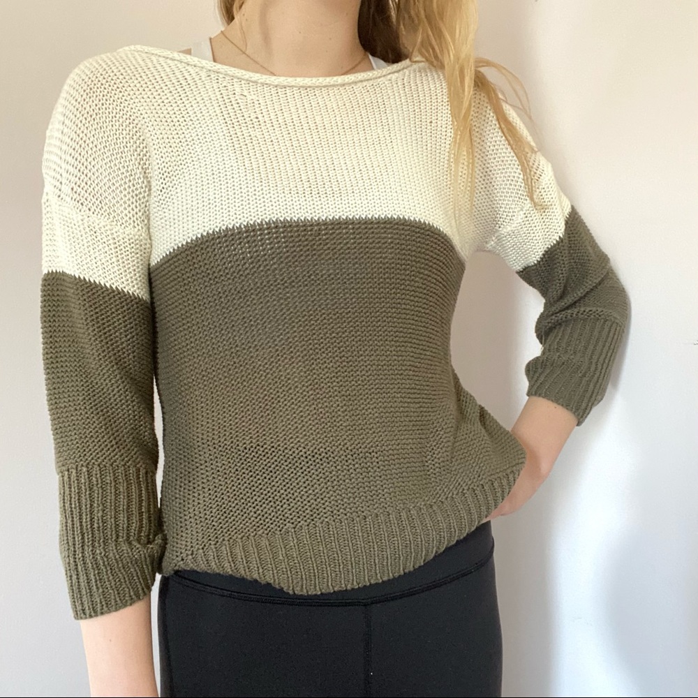 Brown and White Suzy Shier Sweater Size S